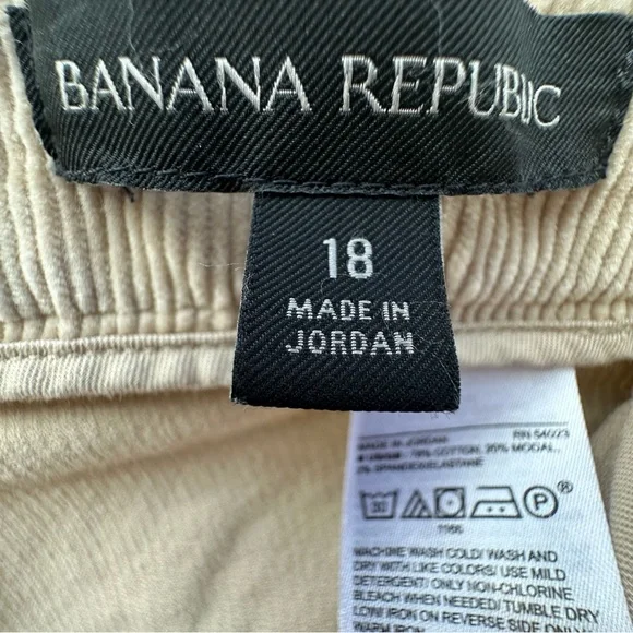 Banana Republic Khaki Corduroy Jogger Pants Preppy Zip Soft Luxe Comfort Sz 18 - Picture 2 of 10